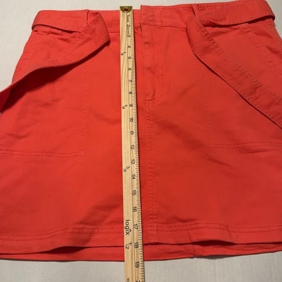 NWT LOFT Utility Pocket Skirt in 'Hothouse' Orange/Pink Size 14 - Picture 7 of 12